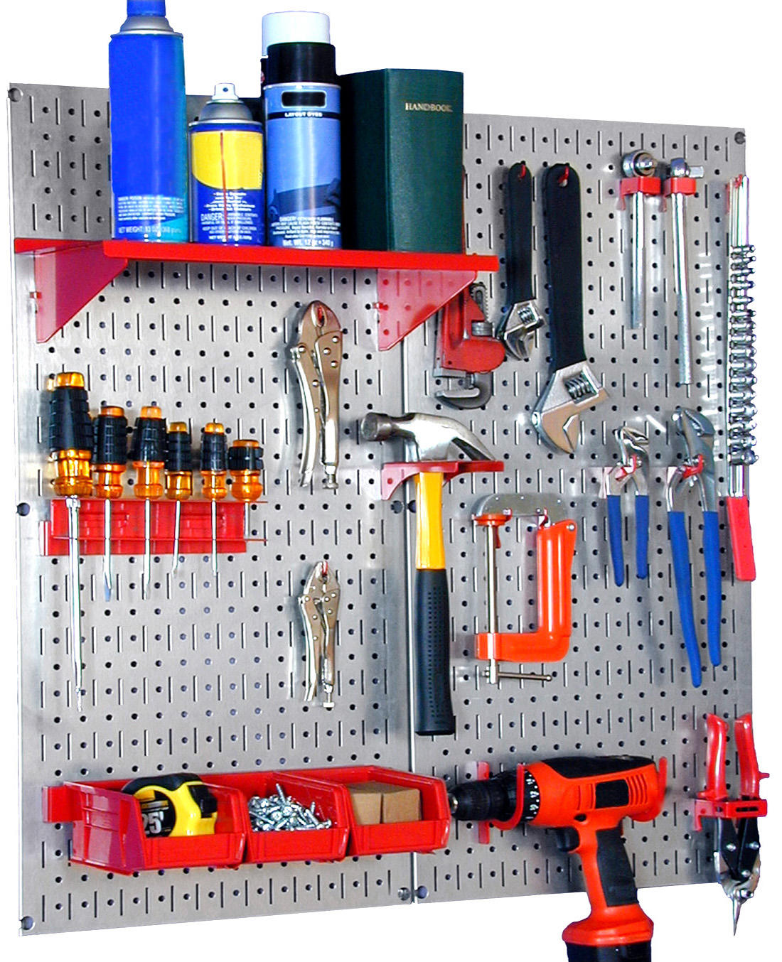 Metal Pegboard Utility Tool Storage Kit - Metallic Pegboard with Accessories