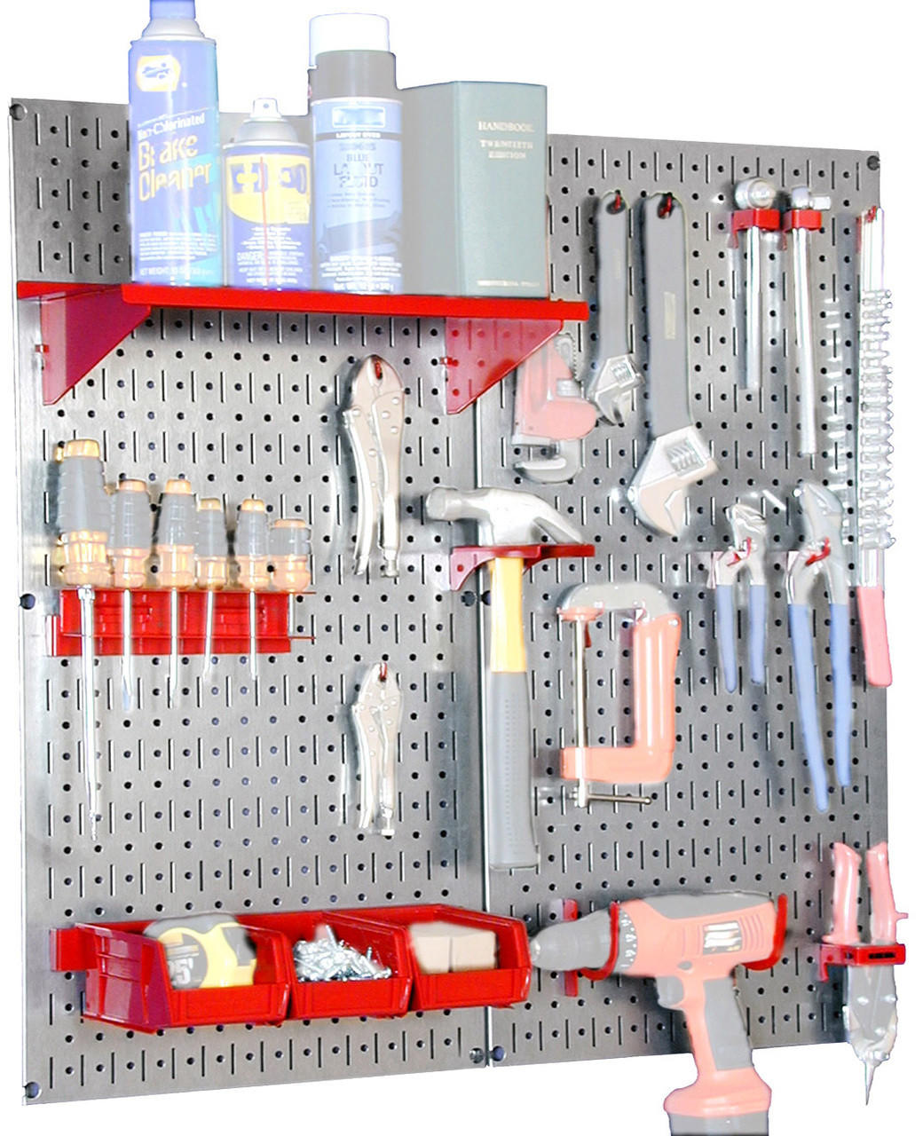 Metal Pegboard Utility Tool Storage Kit - Metallic Pegboard with Accessories
