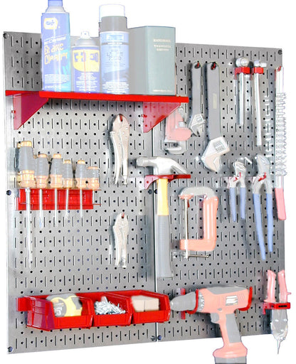 Metal Pegboard Utility Tool Storage Kit - Metallic Pegboard with Accessories